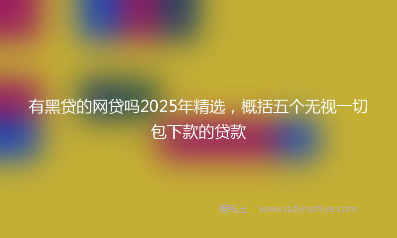 有黑贷的网贷吗2025年精选，概括五个无视一切包下款的贷款