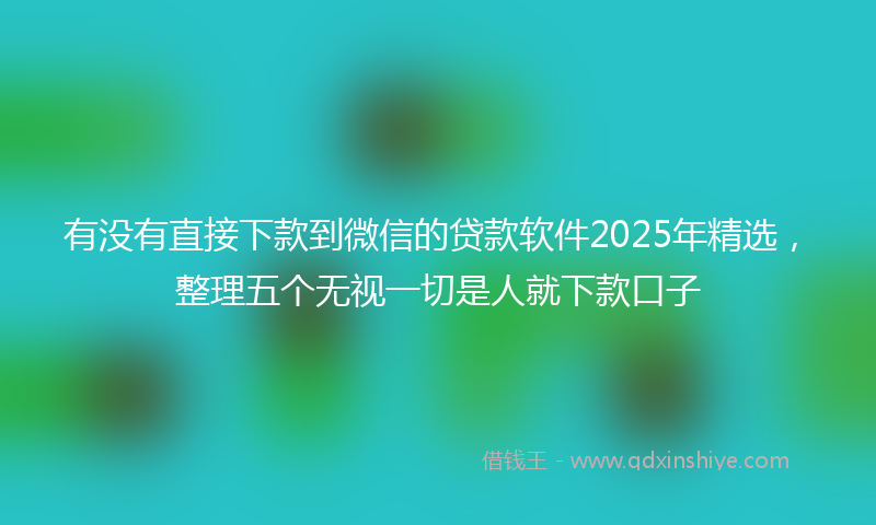 有没有直接下款到微信的贷款软件2025年精选，整理五个无视一切是人就下款口子