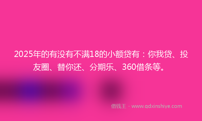 2025年的有没有不满18的小额贷有：你我贷、投友圈、替你还、分期乐、360借条等。