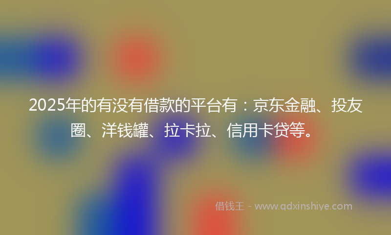 2025年的有没有借款的平台有：京东金融、投友圈、洋钱罐、拉卡拉、信用卡贷等。