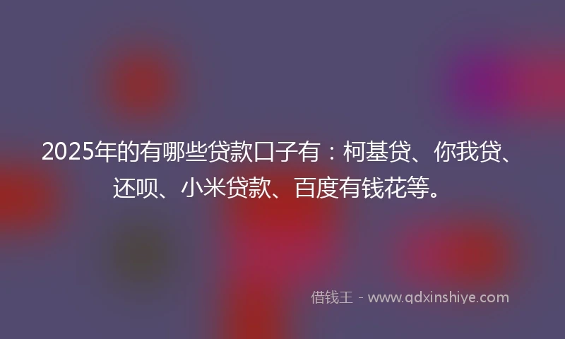 2025年的有哪些贷款口子有：柯基贷、你我贷、还呗、小米贷款、百度有钱花等。