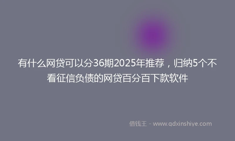 有什么网贷可以分36期2025年推荐，归纳5个不看征信负债的网贷百分百下款软件