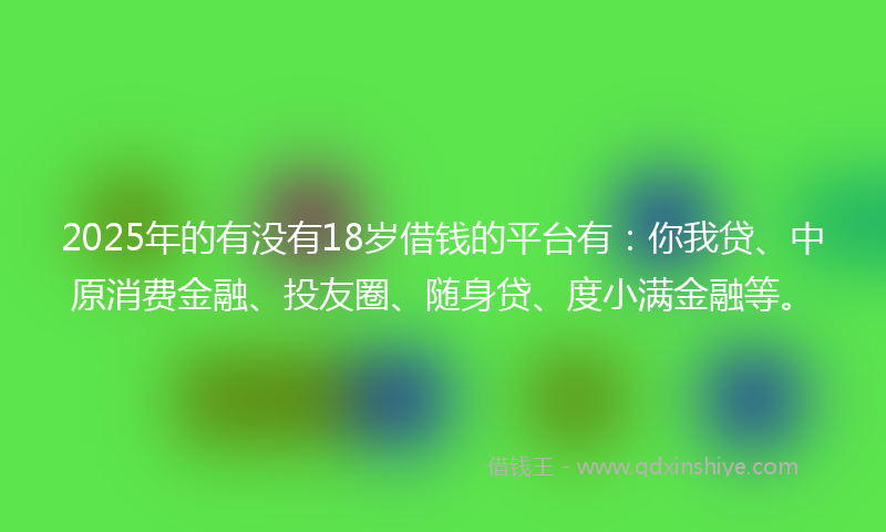 2025年的有没有18岁借钱的平台有：你我贷、中原消费金融、投友圈、随身贷、度小满金融等。