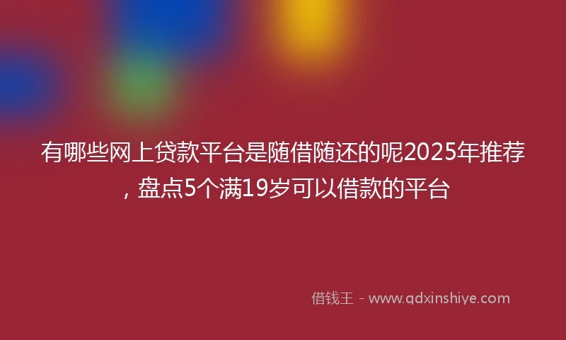 有哪些网上贷款平台是随借随还的呢2025年推荐，盘点5个满19岁可以借款的平台
