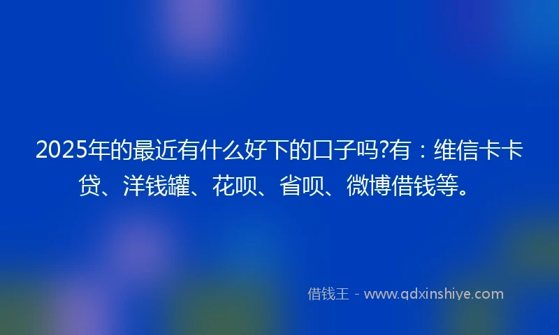 2025年的最近有什么好下的口子吗?有：维信卡卡贷、洋钱罐、花呗、省呗、微博借钱等。