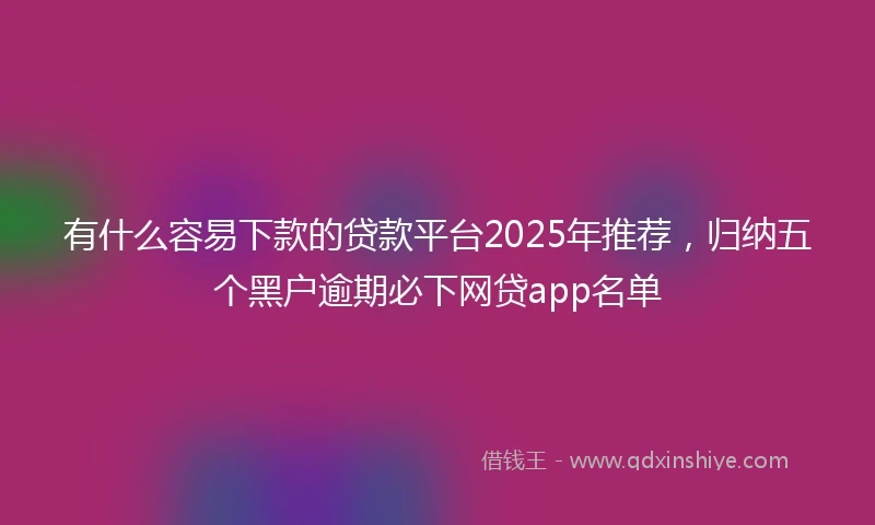有什么容易下款的贷款平台2025年推荐，归纳五个黑户逾期必下网贷app名单
