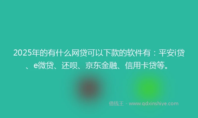 2025年的有什么网贷可以下款的软件有:平安i贷、e微贷、还呗、京东金融、信用卡贷等。
