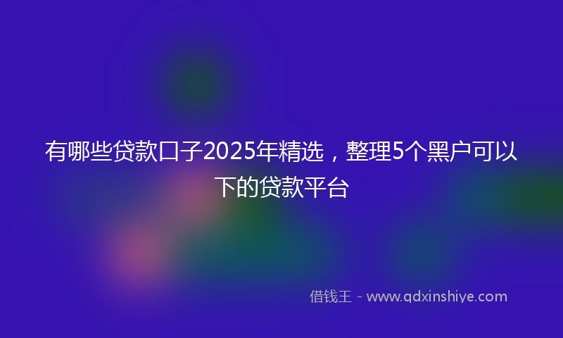 有哪些贷款口子2025年精选，整理5个黑户可以下的贷款平台