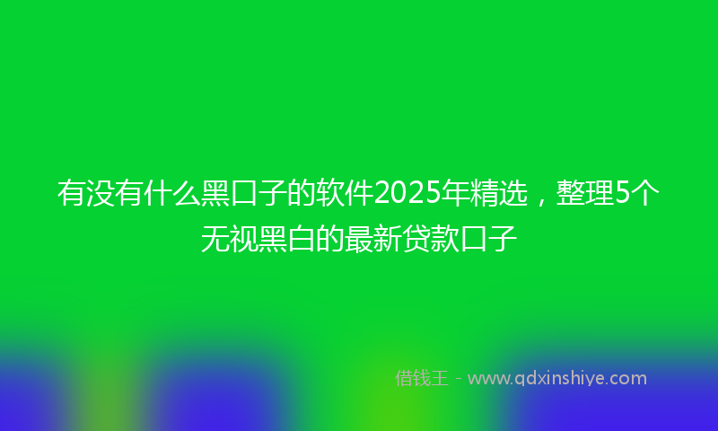 有没有什么黑口子的软件2025年精选，整理5个无视黑白的最新贷款口子