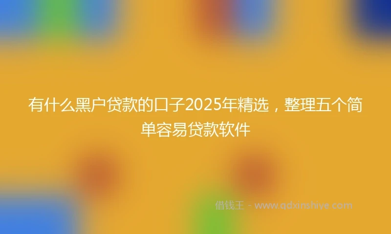 有什么黑户贷款的口子2025年精选，整理五个简单容易贷款软件