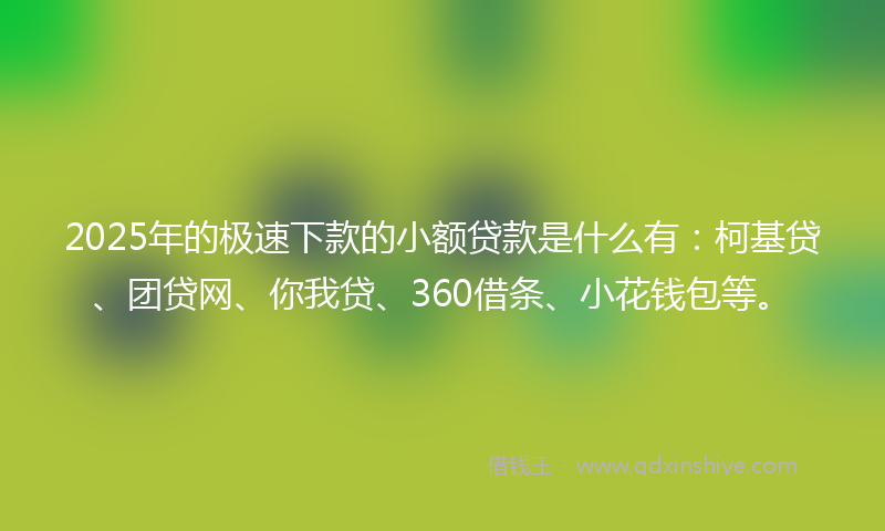 2025年的极速下款的小额贷款是什么有：柯基贷、团贷网、你我贷、360借条、小花钱包等。
