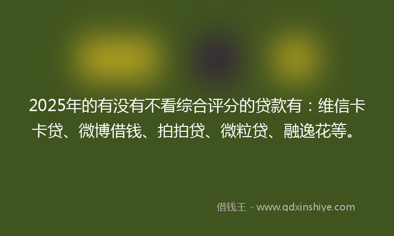 2025年的有没有不看综合评分的贷款有：维信卡卡贷、微博借钱、拍拍贷、微粒贷、融逸花等。