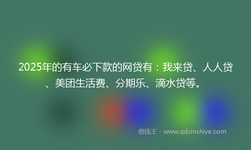 2025年的有车必下款的网贷有：我来贷、人人贷、美团生活费、分期乐、滴水贷等。
