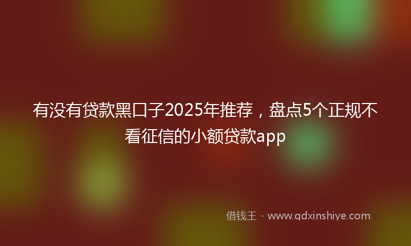 有没有贷款黑口子2025年推荐，盘点5个正规不看征信的小额贷款app