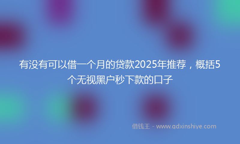 有没有可以借一个月的贷款2025年推荐，概括5个无视黑户秒下款的口子