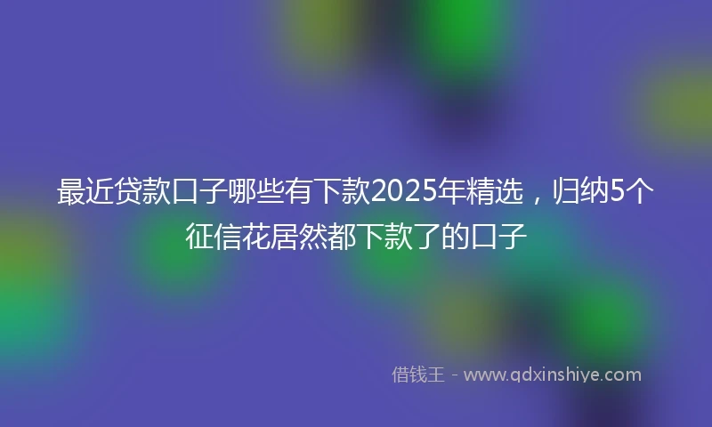 最近贷款口子哪些有下款2025年精选，归纳5个征信花居然都下款了的口子