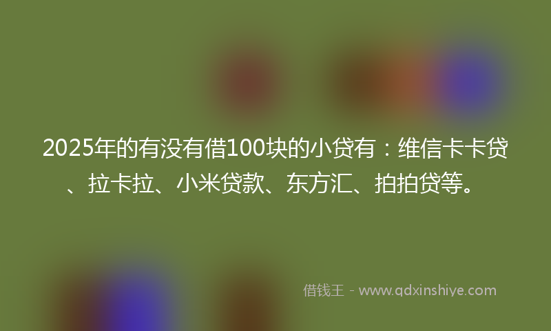 2025年的有没有借100块的小贷有：维信卡卡贷、拉卡拉、小米贷款、东方汇、拍拍贷等。