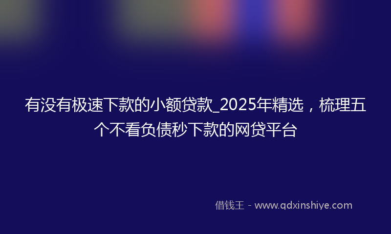 有没有极速下款的小额贷款_2025年精选，梳理五个不看负债秒下款的网贷平台