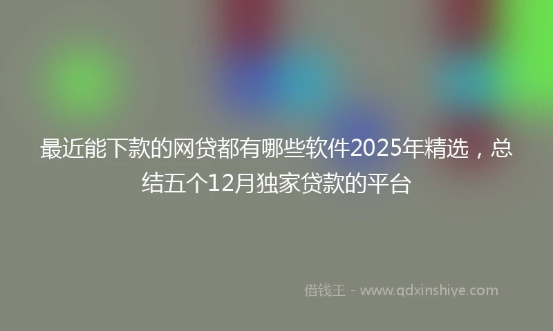 最近能下款的网贷都有哪些软件2025年精选,总结五个12月独家贷款的平台