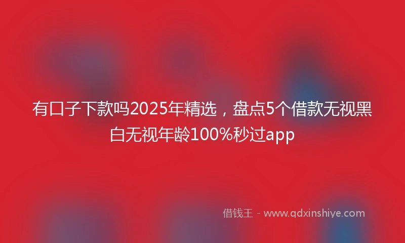 有口子下款吗2025年精选，盘点5个借款无视黑白无视年龄100%秒过app