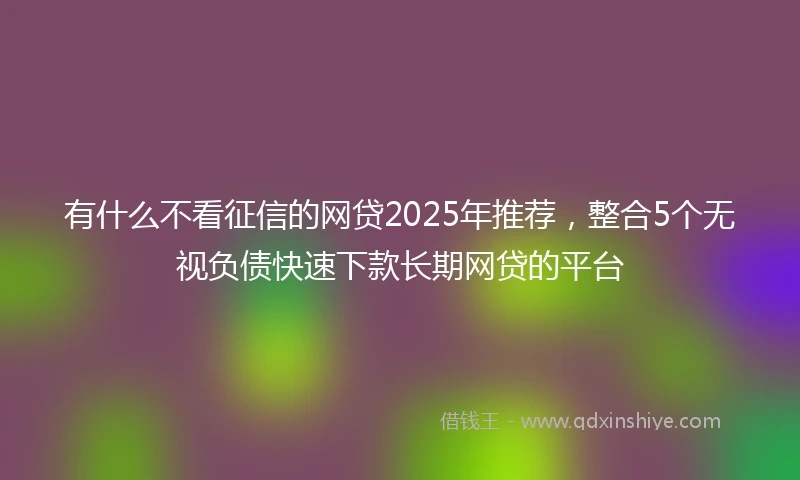 有什么不看征信的网贷2025年推荐，整合5个无视负债快速下款长期网贷的平台