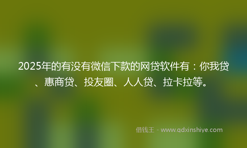2025年的有没有微信下款的网贷软件有：你我贷、惠商贷、投友圈、人人贷、拉卡拉等。
