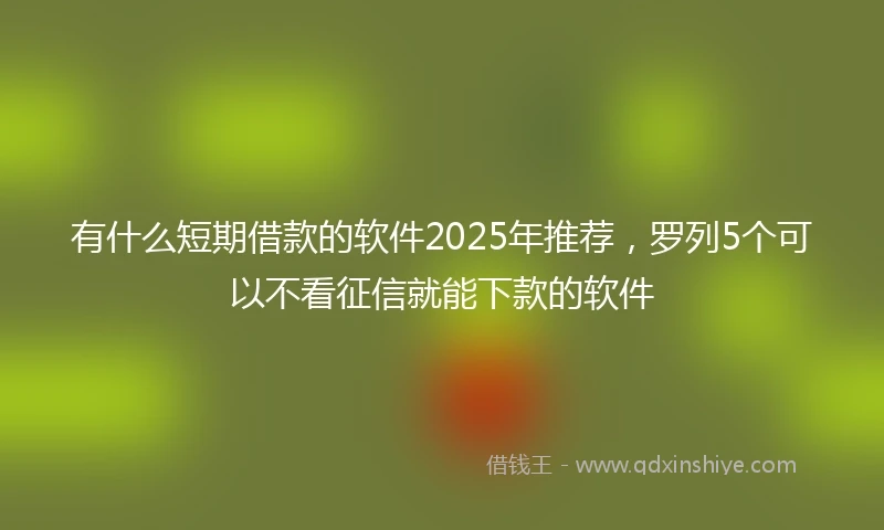 有什么短期借款的软件2025年推荐，罗列5个可以不看征信就能下款的软件