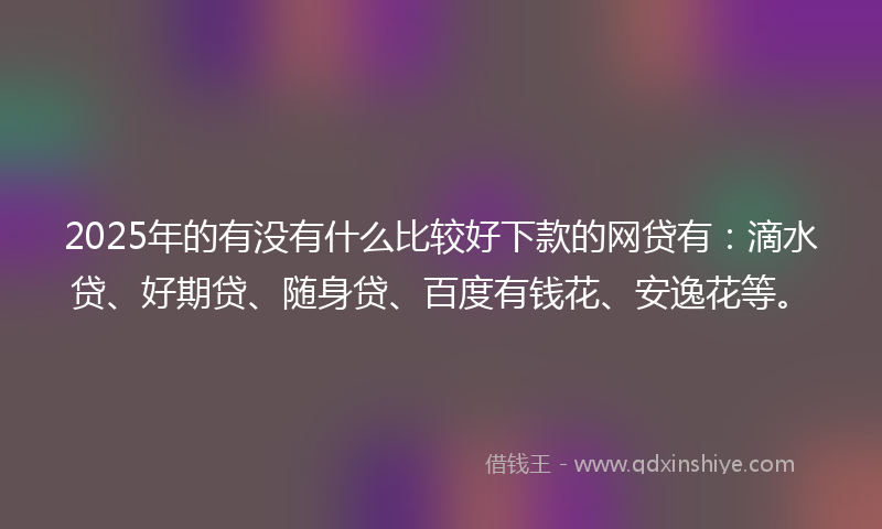 2025年的有没有什么比较好下款的网贷有：滴水贷、好期贷、随身贷、百度有钱花、安逸花等。