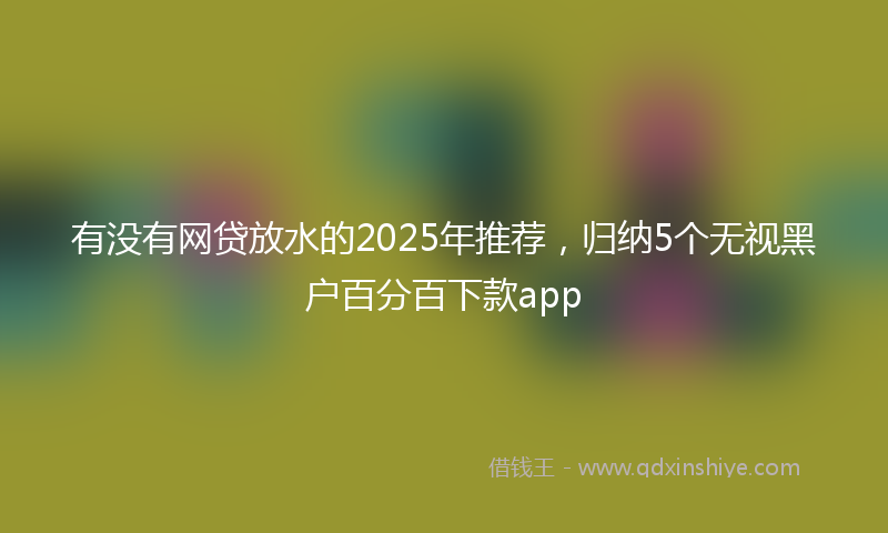 有没有网贷放水的2025年推荐，归纳5个无视黑户百分百下款app