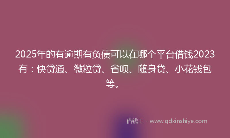 2025年的有逾期有负债可以在哪个平台借钱2023有：快贷通、微粒贷、省呗、随身贷、小花钱包等。