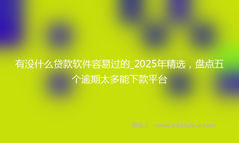 有没什么贷款软件容易过的_2025年精选，盘点五个逾期太多能下款平台