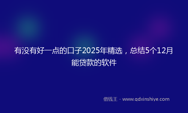 有没有好一点的口子2025年精选，总结5个12月能贷款的软件