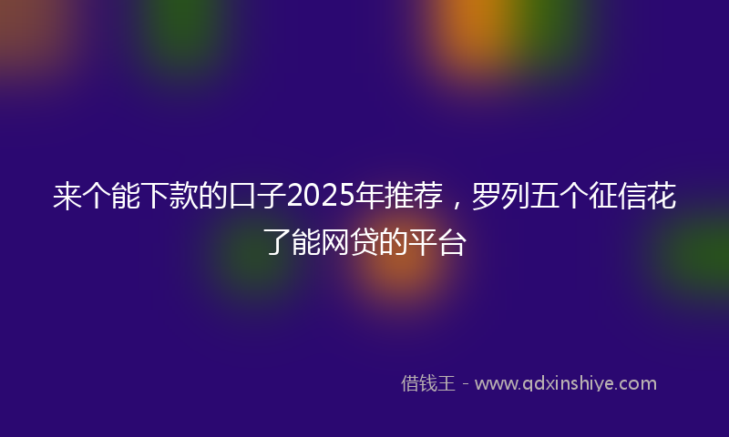 来个能下款的口子2025年推荐，罗列五个征信花了能网贷的平台