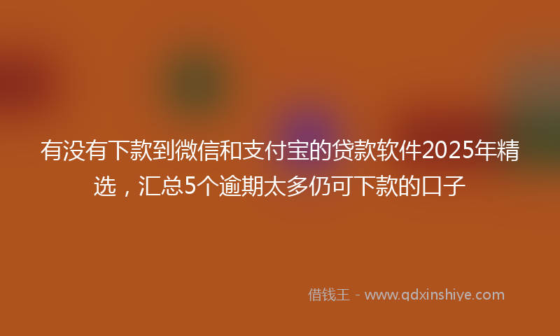 有没有下款到微信和支付宝的贷款软件2025年精选，汇总5个逾期太多仍可下款的口子