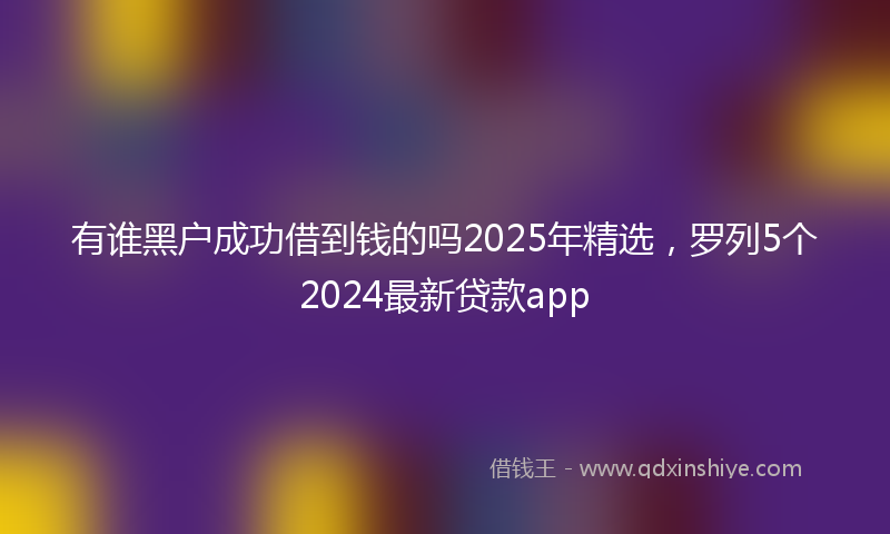 有谁黑户成功借到钱的吗2025年精选，罗列5个2024最新贷款app