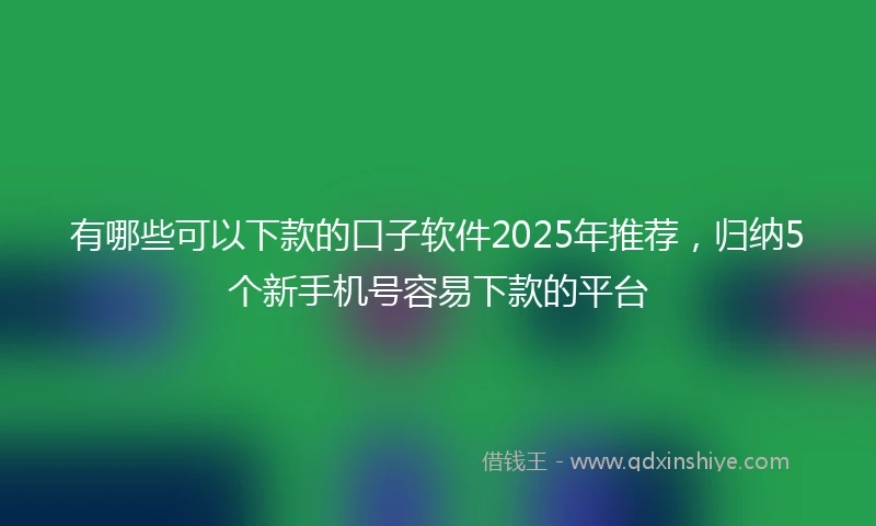 有哪些可以下款的口子软件2025年推荐，归纳5个新手机号容易下款的平台