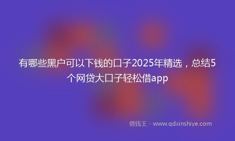 有哪些黑户可以下钱的口子2025年精选，总结5个网贷大口子轻松借app