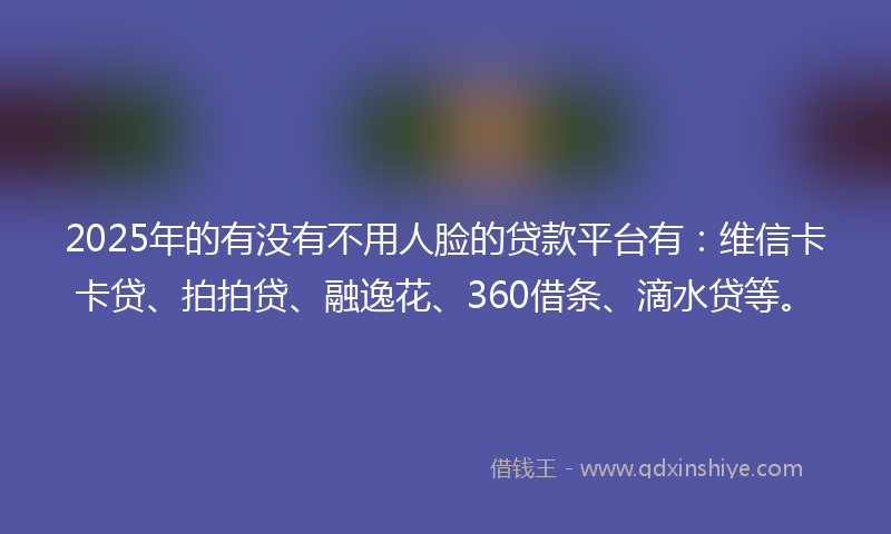2025年的有没有不用人脸的贷款平台有：维信卡卡贷、拍拍贷、融逸花、360借条、滴水贷等。