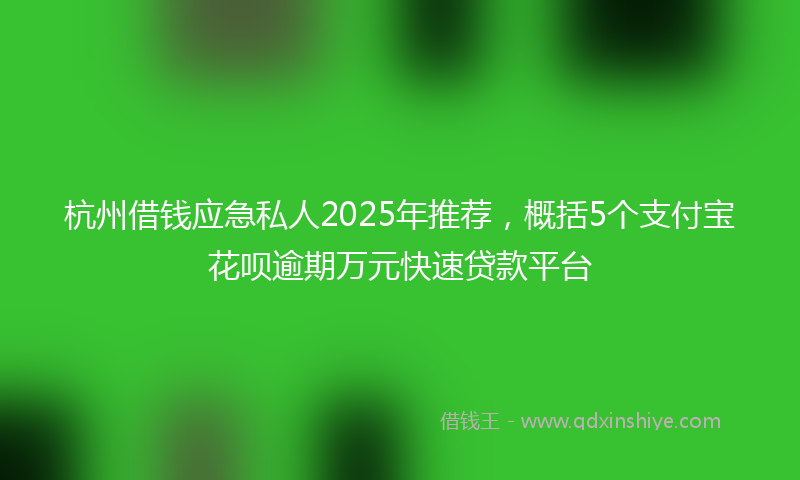 杭州借钱应急私人2025年推荐，概括5个支付宝花呗逾期万元快速贷款平台