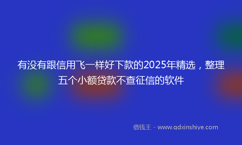 有没有跟信用飞一样好下款的2025年精选，整理五个小额贷款不查征信的软件