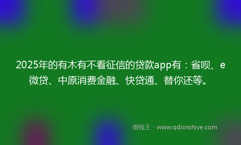 2025年的有木有不看征信的贷款app有：省呗、e微贷、中原消费金融、快贷通、替你还等。