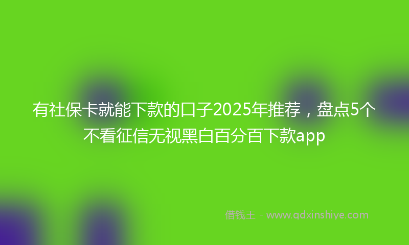 有社保卡就能下款的口子2025年推荐，盘点5个不看征信无视黑白百分百下款app