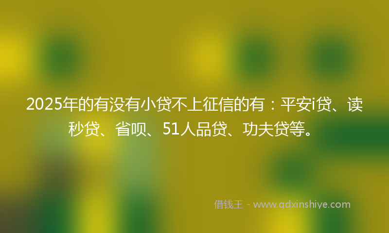 2025年的有没有小贷不上征信的有：平安i贷、读秒贷、省呗、51人品贷、功夫贷等。