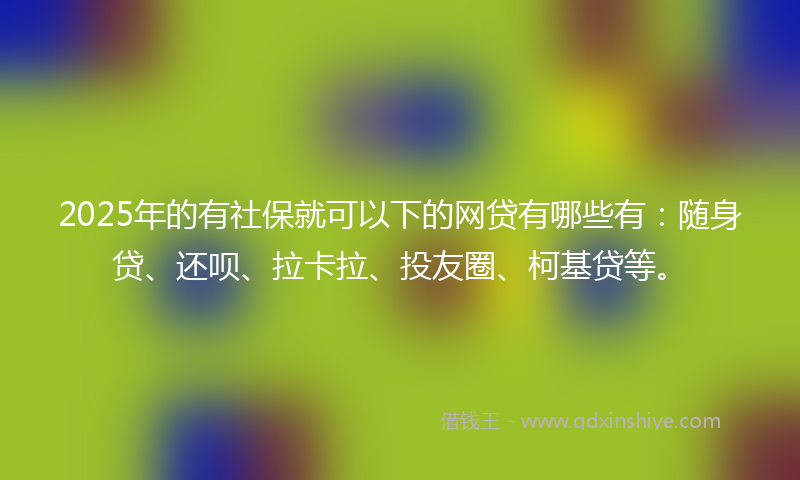 2025年的有社保就可以下的网贷有哪些有：随身贷、还呗、拉卡拉、投友圈、柯基贷等。
