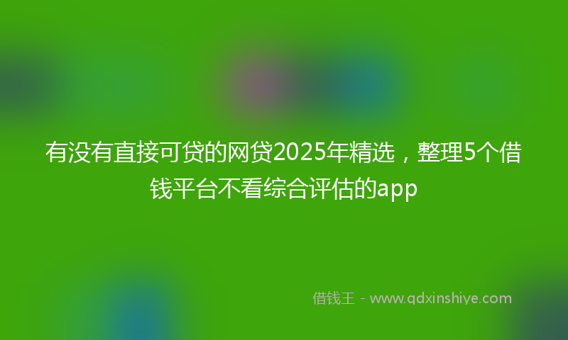 有没有直接可贷的网贷2025年精选，整理5个借钱平台不看综合评估的app