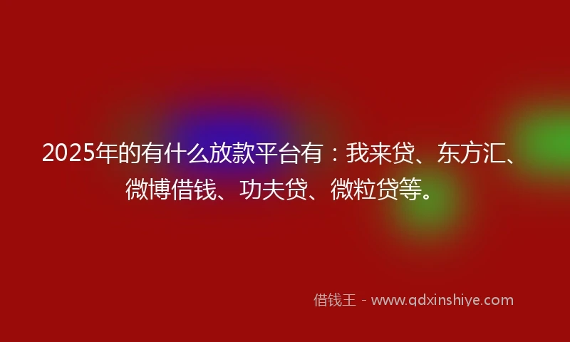 2025年的有什么放款平台有：我来贷、东方汇、微博借钱、功夫贷、微粒贷等。