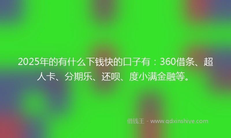 2025年的有什么下钱快的口子有：360借条、超人卡、分期乐、还呗、度小满金融等。