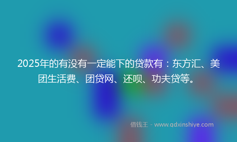 2025年的有没有一定能下的贷款有：东方汇、美团生活费、团贷网、还呗、功夫贷等。