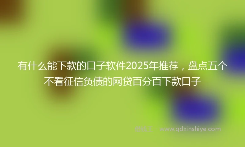 有什么能下款的口子软件2025年推荐，盘点五个不看征信负债的网贷百分百下款口子