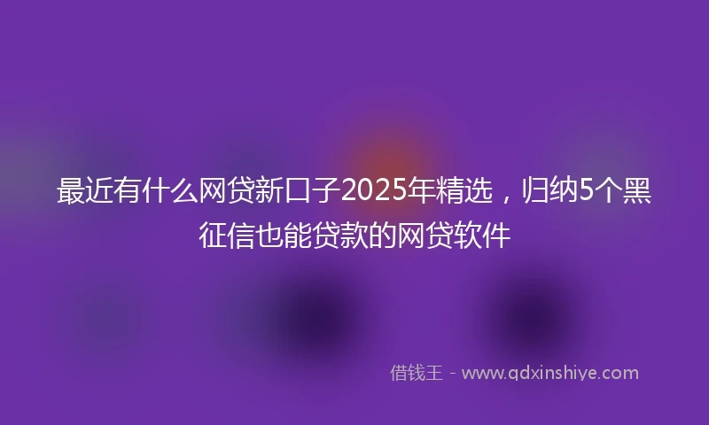 最近有什么网贷新口子2025年精选，归纳5个黑征信也能贷款的网贷软件